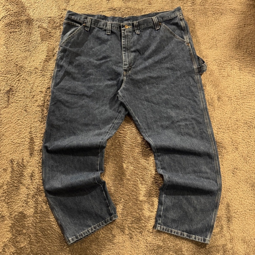 Wrangler Riggs Workwear Mens 44x30 Blue Denim Carpenter Jeans 94LSWDV - Picture 2 of 7